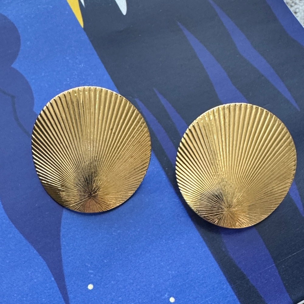 Monet Gold-tone Textured Round clip-on Earrings